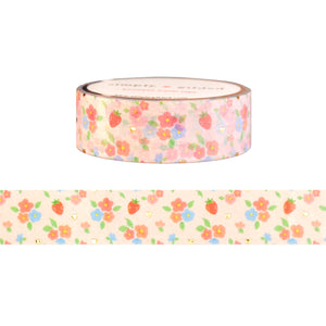 Cottagecore Juniper Pattern washi (15mm + light gold foil)