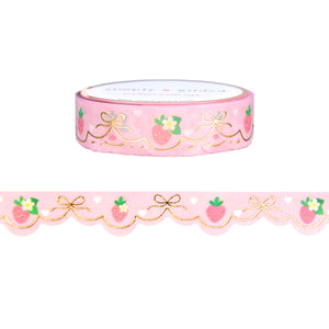 Strawberry Scallop washi (12mm + light gold foil)