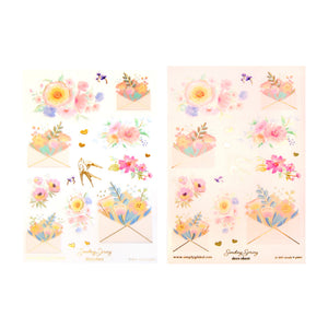 Sending Spring Deco Stickers (light gold foil + you pick finish)