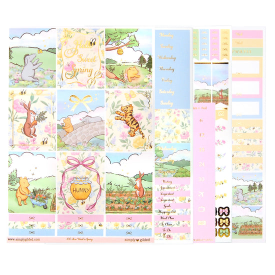 100 Acre Wood in Spring Luxe Sticker Kit + date dots (light gold foil)
