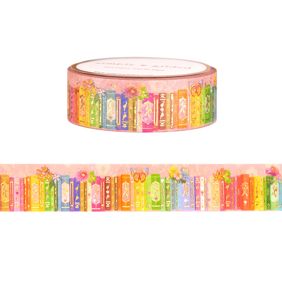 Flora Bookshelf washi (15mm + light gold foil)