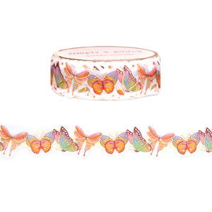 Flora Butterflies Diecut washi (15mm + light gold foil)