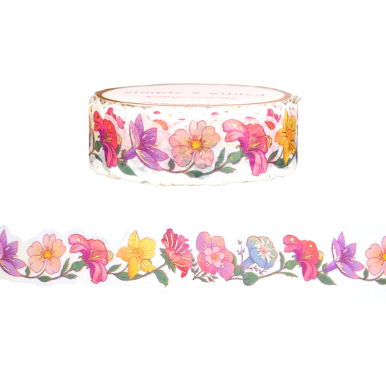 Flora Flowers Diecut washi (15mm + light gold foil)