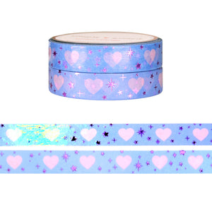 Star Sprinkles Sparkly Hearts set of 2 washi (10mm + light purple foil)
