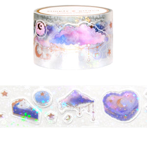 Star Sprinkles PET tape (30mm + rose gold foil / sparkle star iridescent overlay)