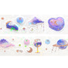 Star Sprinkles PET tape (30mm + rose gold foil / sparkle star iridescent overlay)
