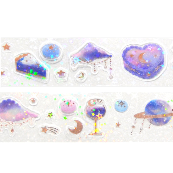 Star Sprinkles PET tape (30mm + rose gold foil / sparkle star iridescent overlay)