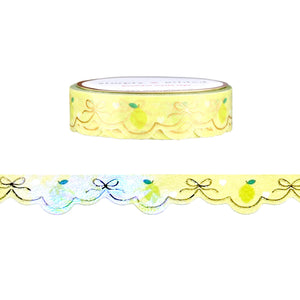 Lime Scallop washi (12mm + light gold foil / iridescent overlay)