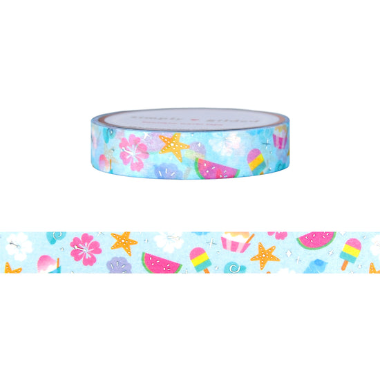 Beach Bunny Pattern washi (10mm + silver holographic foil)