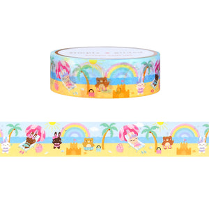 Beach Bunny Landscape washi (15mm + silver holographic foil)