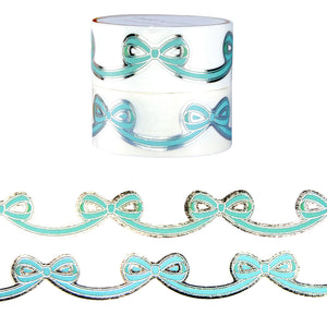 Robin's Egg Diecut Bow set of 2 washi (15mm + silver foil)