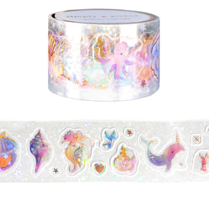 Enchanted Ocean PET tape (30mm + rose gold foil / sparkle star overlay)