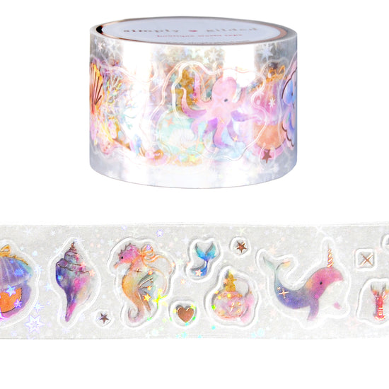 Enchanted Ocean PET tape (30mm + rose gold foil / sparkle star overlay)