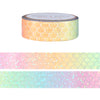 Enchanted Ocean Mermaid Scale washi (15mm + silver holographic foil / bubble glitter overlay)