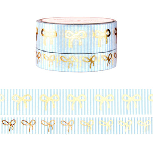 Seersucker Bow washi set (15/10mm + light gold foil)
