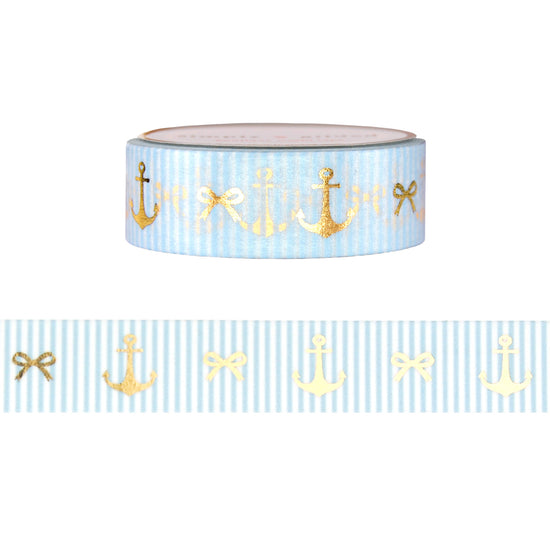 Seersucker Anchors & Bows washi (15mm + light gold foil)