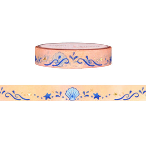 Pretty Summer Shelly washi (10mm + light gold foil)