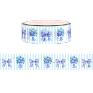 Pretty Summer Hydrangea & Bow washi (15mm + light gold foil)