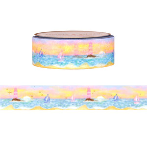 Pretty Summer Landscape washi  (15mm + light gold foil)