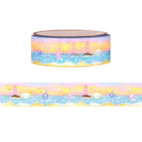 Pretty Summer Landscape washi  (15mm + light gold foil)