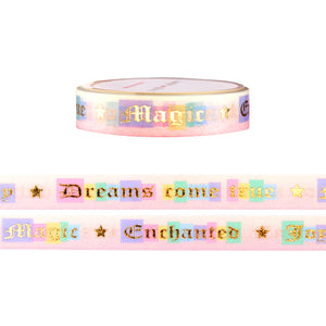 Dreams Come True Text washi (10mm + light gold foil)