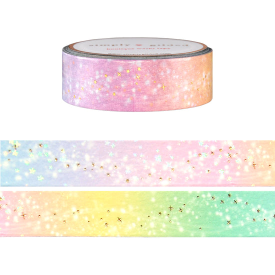 Dreams Come True Fairytale Swirl washi (15mm + light gold foil / sparkle star overlay)
