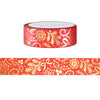 Festive Red Holiday Paisley washi (15mm + light gold foil)