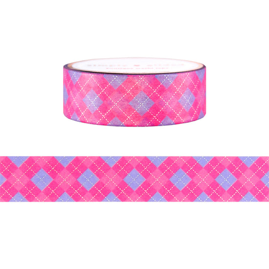 Soda Pop Argyle washi (15mm + silver holographic foil)