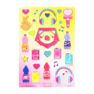 Soda Pop Deco Stickers (silver holographic foil / sparkle star overlay)
