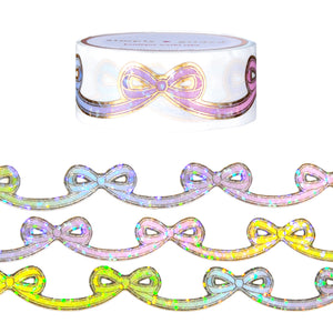Rainbow Ombre Diecut Bow (15mm + light gold foil / bubble glitter overlay)