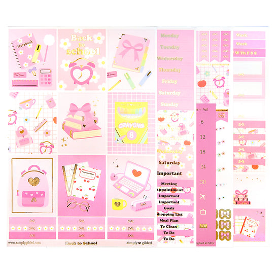 Back to School Luxe Sticker Kit + date dots (light gold foil)