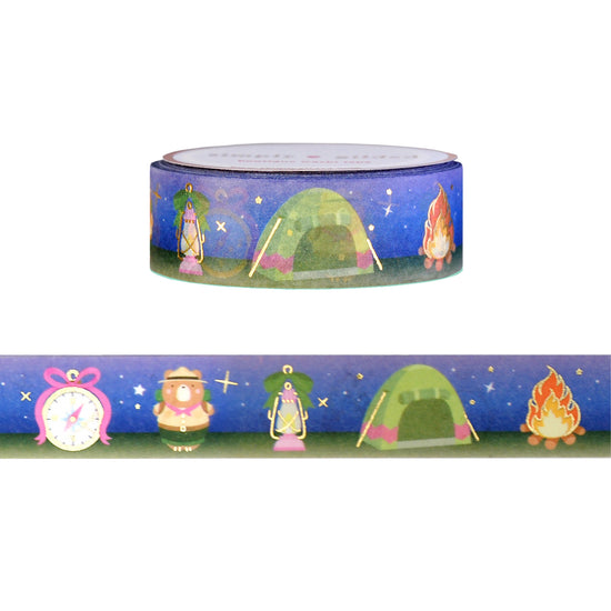 National Parks Camping washi (15mm + light gold foil)