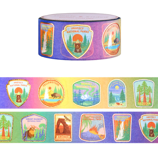 National Parks Patches washi (18mm + light gold foil)