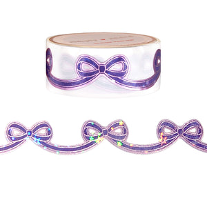 Violet Sparkle Diecut Bow washi (15mm + purple foil / sparkle star overlay)