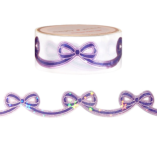 Violet Sparkle Diecut Bow washi (15mm + purple foil / sparkle star overlay)