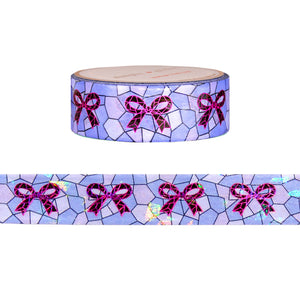 Gothic Cathedral Bow Stained Glass washi (15mm + magenta foil / shattered glass overlay)