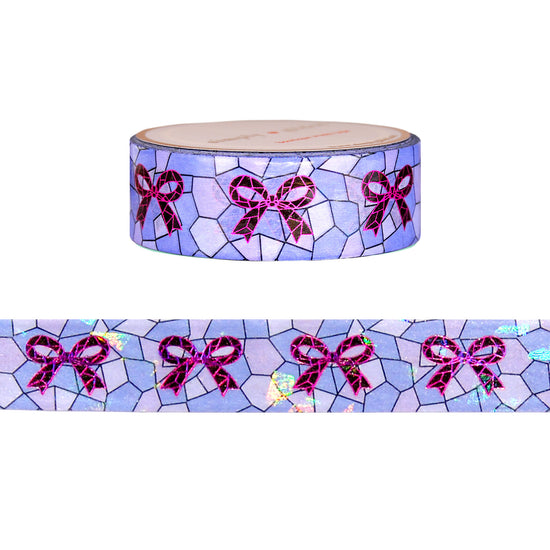 Gothic Cathedral Bow Stained Glass washi (15mm + magenta foil / shattered glass overlay)