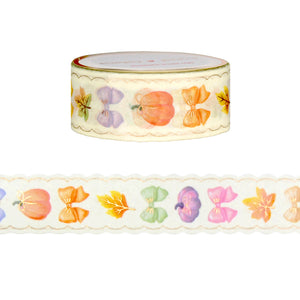 Vertical Pumpkin & Bow Diecut washi (18mm + rose gold foil)