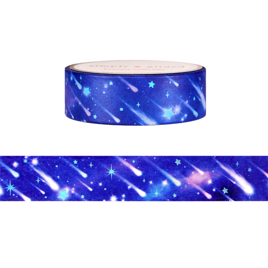 Star Festival Night Sky washi (15mm + teal holographic foil)