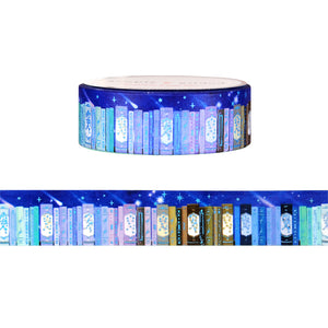 Star Festival Bookshelf washi (15mm + teal holographic foil)