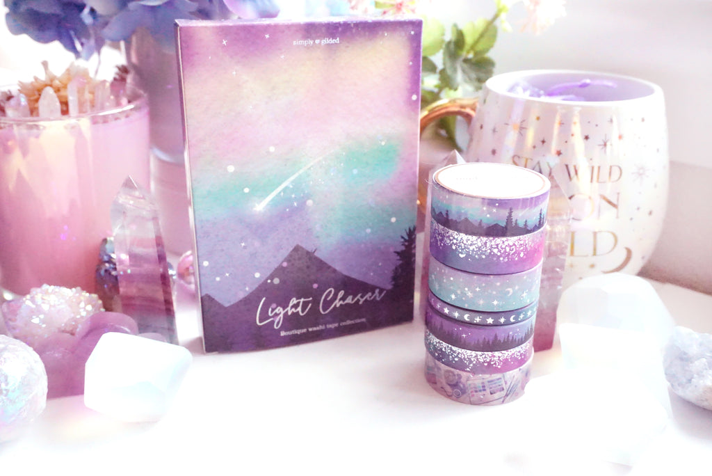 Coffret 4 Rouleaux Washi Simply Gilded - Aurora Galaxy - 10, 11 Et 15 Mm