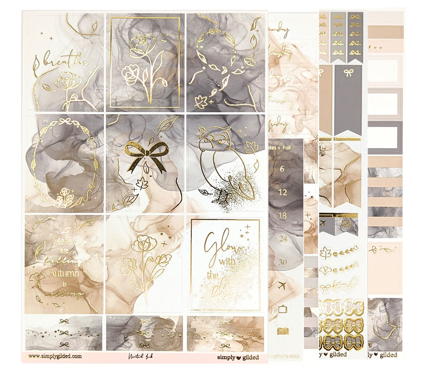 GOLD FOIL Fall & Holiday Date Cover Planner Stickers – Paper