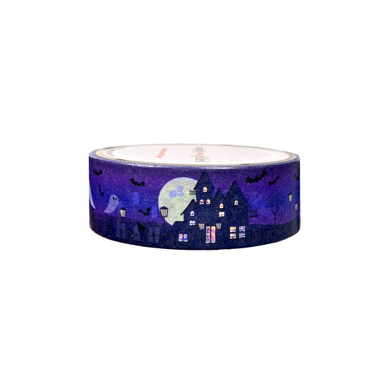 Haunted House Inky Purple washi (15mm + silver holographic foil)