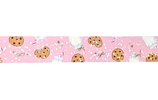 Cookies & Milk Pattern washi (15mm + light gold foil / bubble overlay)