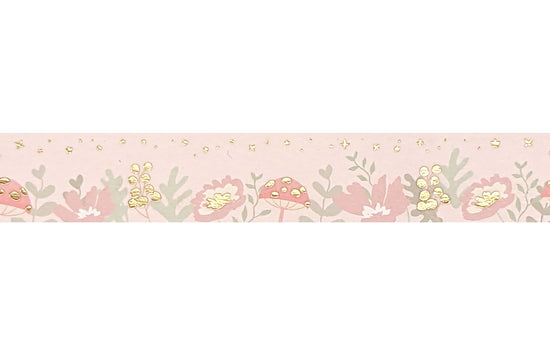 Mushroom Kingdom Pink Floral washi (15mm + light gold foil)