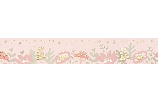 Mushroom Kingdom Pink Floral washi (15mm + light gold foil) - Restock