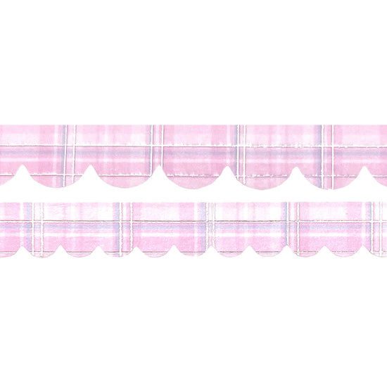 Pastel Christmas Plaid Scallop washi set of 2 (10/8mm + silver foil)(Item of the Week)