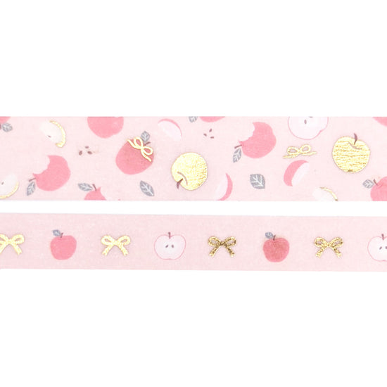Peach Apple A Day washi set (15/10mm + light gold foil)(Item of the Week)