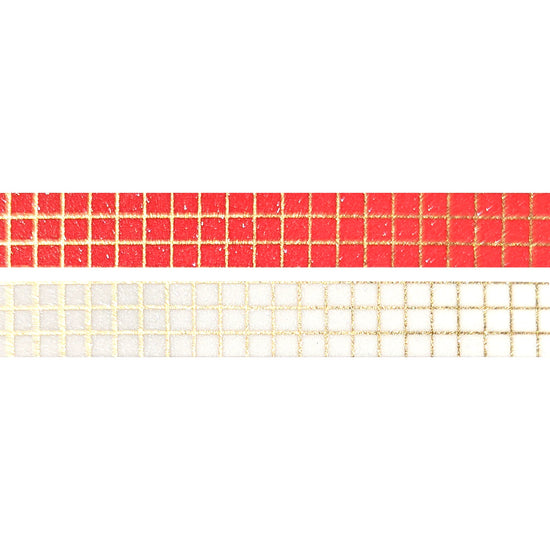 Valentine's Glitter Grid washi set of 2 (10mm + light gold foil)(Item of the Week)