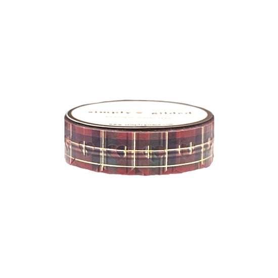 Vintage Christmas Plaid Heart Lace Scallop washi (12mm + light gold foil)(Item of the Week)